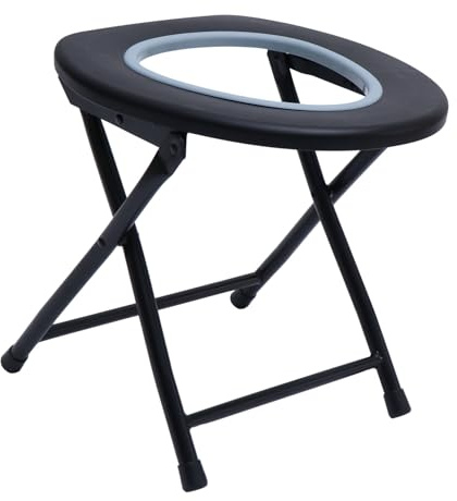 IWOWHERO Klappbarer Leicht Faltbar mit Rutschfestem Design Zufällige Farbe Outdoor Toilettenstuhl aus Edelstahl und Kunststoff für Ältere Menschen und Schwangere für Einfachen Transport