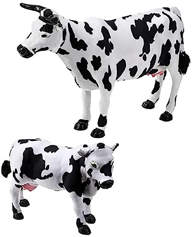 YRYRYW 2 Piezas de plástico con Forma de Vaca, decoración de Interiores, diseño de Escena de jardín, decoración de Vaca, simulación de decoración de jardín lechero, Adorno lácteo para Uso en