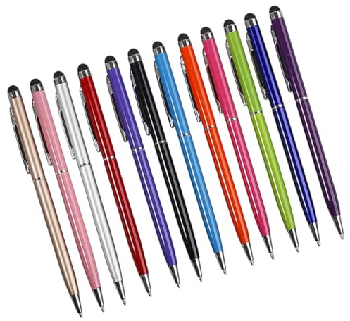 SOLUSTRE Set 12 Penne per Disegnare e Penne Digitali in Alluminio 2 in 1 Penna Touch Screen Capacitiva per Tablet e Smartphone, per Back To School Party Colore Casuale