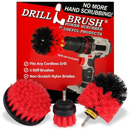 Drillbrush Heavy Duty Stiff Bristle Brush Kit – Power Scrubber Attachment for Concrete, Brick, Siding, Stone, Driveways, Fireplaces, Hard Water Stains, Gravestone & Cemetery Headstone Cleaning Brushes