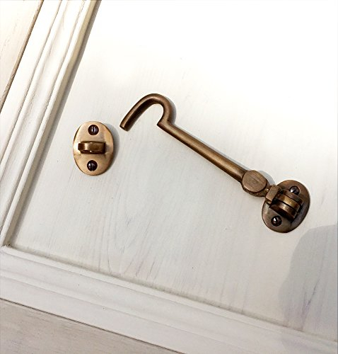 Antikas - gancho en alta calidad de latón-antiguo - herraje náutica - gancho puertas barco - gancho pasador cierre atrapa baúles - cerrojos pestillos latón