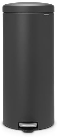 Brabantia NewIcon Treteimer 30 l | Softclose-Mülleimer mit geruchsdichtem Deckel, Kunststoff-Inneneimer | Kompakt, rutschfest, für Küche, Büro, Bad oder Schlafzimmer | Mineral Infinite Grey