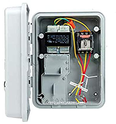 RELE ARRANQUE DE BOMBA hasta 3,5 HP. compatible con todos los programadores de riego de 24 V CA estándares. Gris