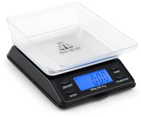Weedness Feinwaage Waage Milligramm 0,01g/200g Micron Schwarz - Taschenwaage Digital Briefwaage Tischwaage Goldwaage Mini Grow