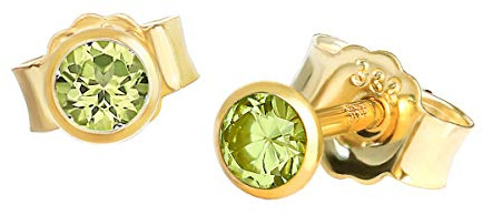 NKlaus Ohrstecker aus 333er Gelbgold 8 Karat mit echtem Peridot 2 Stück | Naturstein: Steinfarbe kann vom Foto abweichen; ohne Geschenkverpackung