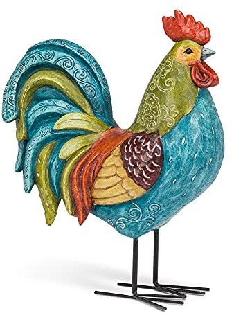 Abbott Collection 27-GALLO-220 Großer Hahn, bunt | Harz/Metall, mehrfarbig, 34,9 cm hoch