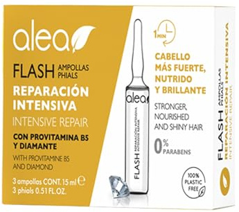 ALEA - Ampollas Hidratantes para el Cabello - Ampollas Flash - 3 x 15 ml - Nutre Intensamente el Cabello - Aporta Fuerza y Resistencia - Reparador de Puntas - Previene la Rotura - Pelo más Brillante