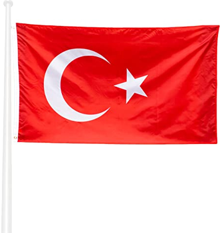 KliKIl Truthahn flagge 90x150cm - Türkisch Flagge Fahnen Fanartikel Wetterfeste Türkisch Nationalflagge mit Messingösen leuchtenden Farben und UV-beständig für den Außenbereich Turkey