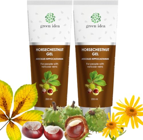 GREEN IDEA Hästkastanj Salva Gel Benkräm 2x200 ml | Kräm för Åderbråck, Med Arnica, Hästkastanj, Rutin, Mot Åderbråck, Vensalva, Tillverkad i EU