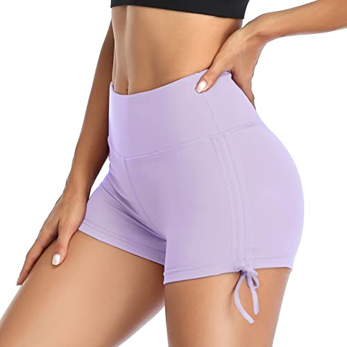 VUTRU Badshorts för kvinnor kort hög midja badbyxor snabbtorkande badshorts yogabyxor yoga leggings, Lila, L