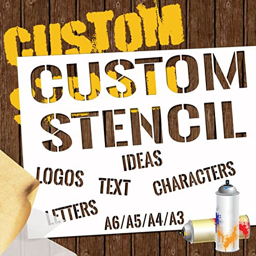 xrlsg Personalisierte Sprühmalerei-Schablonen - Eigenes Logo/Text, Wiederverwendbar für Holz, Papier, Stoff, Keramik, Kunststoff