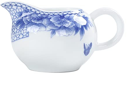 Easy Pour Soße Sauciere Blaue und weiße Porzellan-Kaffee-Milchkugel-chinesische Kung-Fu-Tee-Set-Accessoires-Pitcher 170ml 220ml kleine Topf Teehitze Für Servieren von Salatdressing, Brühe, schwarzem P