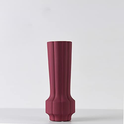 Cutfouwe Beige Keramik Vase- Blumenvase Modern Für Pampasgras -Für Deko Wohnzimmer, Vasen Hochzeit Tischdeko-Geschenk,Lila