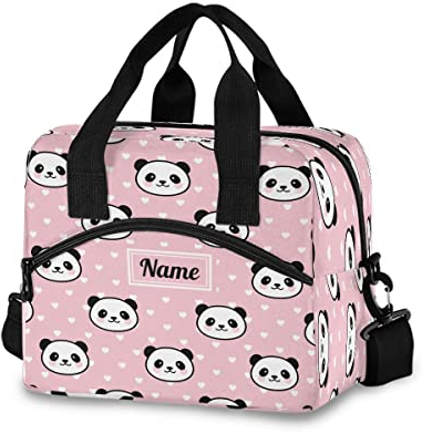 Bolsa de almuerzo personalizada para niños, diseño de cara de panda, hielera personalizada, lonchera de gran capacidad, organizador de almuerzo para niños y niñas