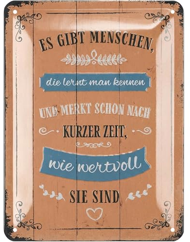 LANOLU Retro Blechschild Freundinnen BEI MANCHEN MENSCHEN - BFF Sachen für Mädelsabend - Shabby Chic Deko Schild mit Spruch Freundschaft - vintage Metallschild 15x20 cm