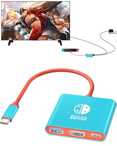 Dnkeaur Switch Dock für Nintendo Switch & OLED, tragbares Reisedock, USB C auf HDMI Adapter für Steam Deck/MacBook/Laptop