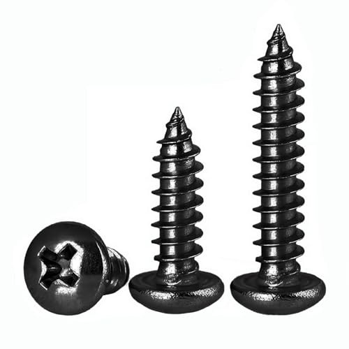 FandWay Selbstschneidendes Schrauben Kreuz M5 x 12/16/20/30/40mm Rundkopf Blechschrauben,Schwarz Karbonstahl Linsenkopf schrauben,Holzschrauben Vollgewinde Selbstbohrende Schrauben (je 20 Stück)
