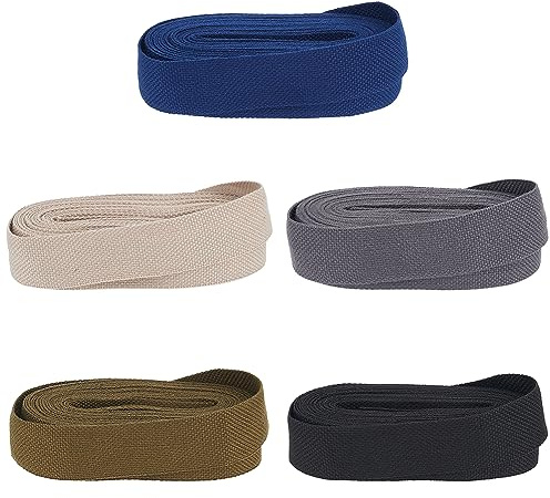 PH PandaHall 5 Rolls/25 Yards Cotton Webbing Strap, Heavy Cotton Webbing Fabric Ribbon Trim Natural Heavy Duty Style Flat Polyester Bands for Bag Handles Making Belting Stitched Sewing 1 Inch Wide
