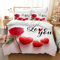 HZVRTN Set di biancheria da letto 3D con rosa, con chiusura lampo e 2 federe, in microfibra, set da 3 pezzi, per adulti e bambini (rose con amore, 220 x 240 cm)