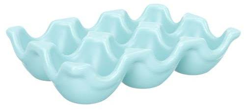 HAKIDZEL Porta Huevos para Refrigerador de Cerámica 6 Rejillas y Ranuras, Soporte Resistente para Huevos de Gallina Adecuado para Almacenamiento en Cocina y Horno
