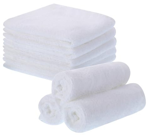 Lanjue 8 Pack Flannel Face Cloths, Bamboo Face Towels, 10 x 10 In, White | Reusable Flannels, Facial Cleansing Cloths, Baby Wash, for Women, Kids, Adults, Spa, Sport, Beauty Routine, Home, Travel, Gym