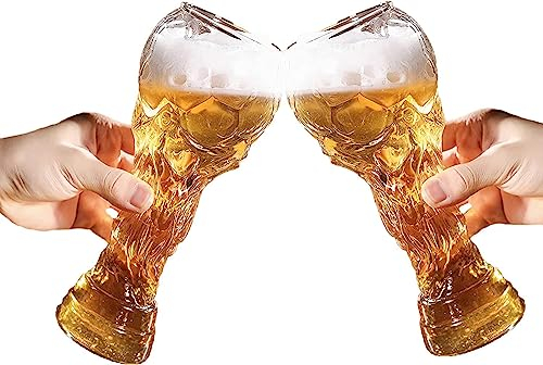 SwePer Taza de cerveza de madera, taza de cerveza nórdica, 2 vasos de cerveza de la Copa del Mundo 2022 de 20.3 fl oz, vasos de cerveza con trofeo de la Copa del Mundo, Copa del Mundo de cristal for s