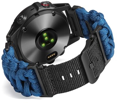 BINLUN Kompatibel mit Garmin Armband Nylon Paracord 550 20MM/22MM/26MM Militär Sports Robustes Für Quickfit-Armband Geflochtene Ersatzarmband Passt Für Fenix/für Forerunner/Für Descent/Für Instinct