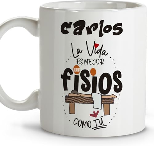 LolaPix Taza de Café Original Personalizada con Nombre - Para Regalar a Fisios - Cerámica 330 ml