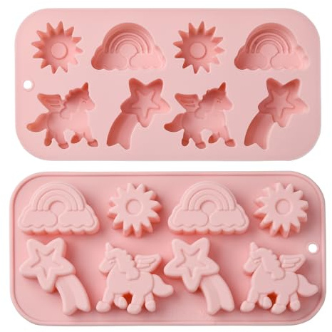 UR URLIFEHALL 2 Silikonformen in Form von Einhorn, Sonne, Meteor, Regenbogen, für Schokolade, Süßigkeiten, Cupcakes, Seife, Gelatine, Kekse, Eiswürfel