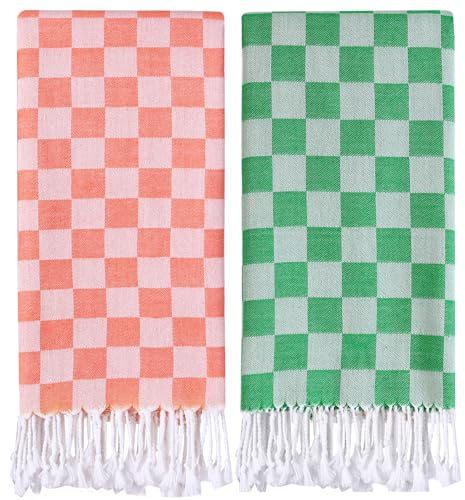 2 paquetes de pareo de playa a cuadros para mujer, toalla turca pareo para mujer, cubierta de traje de baño bohemio, maxi bikini, falda de corbata, traje de baño, crucero, carnaval, barco, esenciales,