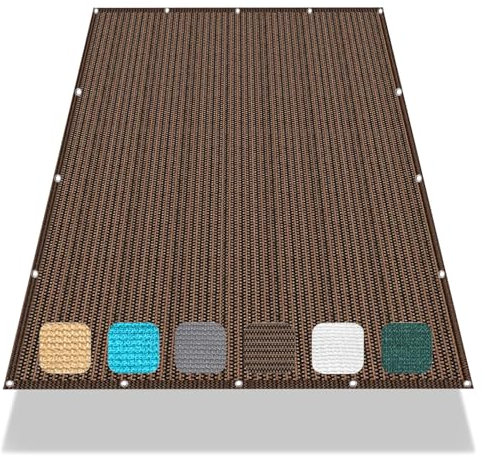 Vela Ombreggiante Traspirante 3 x 3.5 m Rettangolare Protezione Raggi UV Telo Oscurante Protettivo Parasole Protezione Solare per Esterno, Giardino, Terrazza, Piscina, Marrone