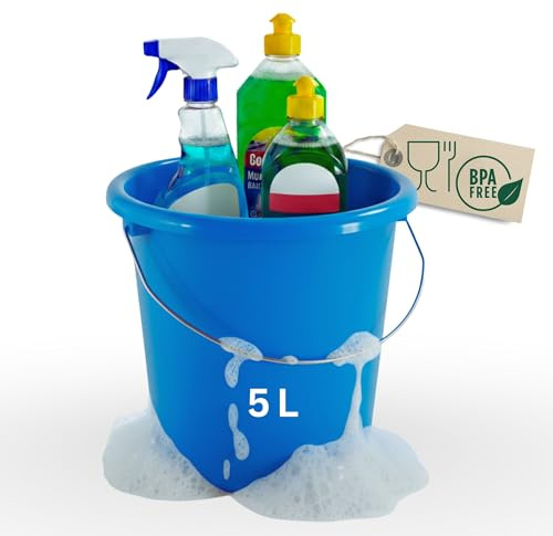 Novaliv Eimer 5L Blau mit Maßeinteilung - Putzeimer 5 Liter ? 22,5 cm Praktischer Allrounder mit Skala für Haushalt & Garten ideal als Haushaltseimer, Wassereimer, Wischeimer, Bucket
