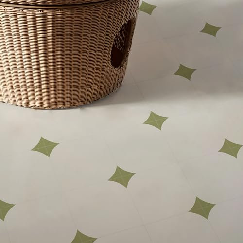 Alwayspon Adhesivo para azulejos, 12 x 30 cm, autoadhesivo, para transferencia de azulejos para baño, cocina, salpicaduras, despegar y pegar, azulejos de pared, blanco leche y verde