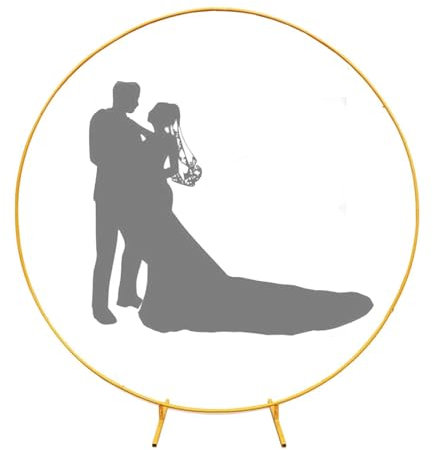 HJXGQJM Ballon Ring,DIY Metall Runde Ballon Bogen Girlande,Gold Traubogen Hochzeit，Eisen Hochzeitsbogen, Ballonbogen Gestell Mit Fuß,Hochzeitsbogen Hintergrundständer Für Partys(Gold,150cm)
