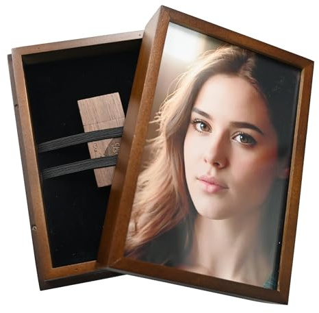 LXSINO Holzbox für USB-Flash-Laufwerk – für 4 x 6 Zoll große Fotos (ohne USB-Stick)