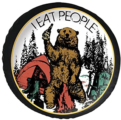 Copriruota di Scorta I Hate People Bear Ruota di Scorta Coperture Poliestere Copri Ruota di Scorta Anti-UV Copertura della Ruota di Scorta, per Auto, Rimorchio, 14in