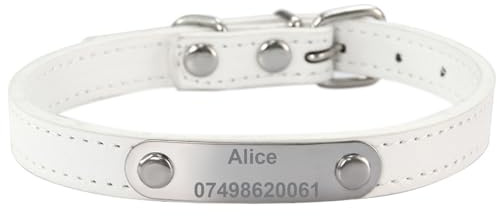 Suiecuor Personalisiertes Hundehalsband aus Leder Hundehalsband mit personalisierter Hundemarke aus Edelstahl Kleine Mittlere Große Hundehalsbänder