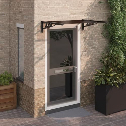 Lawn & Garden, Outdoor Living, Window & Door AwningsDoor Canopy Black 122x90 cm Polycarbonate