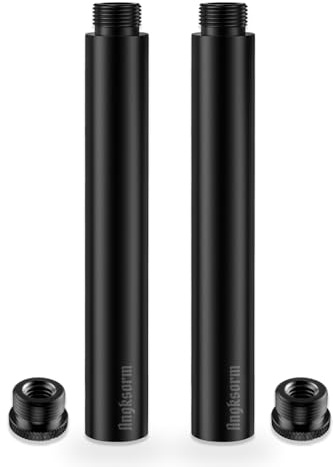 6-INCH Mic Stand Extension Tubes/Rods Parts (2PCS), Universal 5/8-27 Thread, Fits Most Mic Booms, Gooseneck Arms, Bases - KE26XL