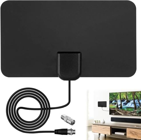 Indoor Aerial for TV, TV Aerial Indoor with Signal Booster, 9FT HD 4K Digital TV Antenna with 200+ Miles Long Range Reception, Coaxial Cable Support 4K 1080P Local HD