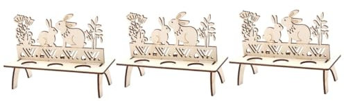 PRETYZOOM 3St Eierregal Stuffer Bausatz Deckel osterhasen Dekorationen Ostereier Dekorationen für kinderspielzeug gewebe Ostereihalter aus Holz Häschen-Eierhalter hölzern