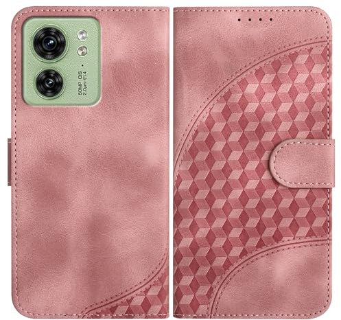 JayModCase Funda para Motorola Moto Edge 40 Neo, Flip Leather con Tarjetas y Cartera Soporte Plegable Cáscara de TPU Cierre magnético para Moto Edge 40 Neo- Rosa