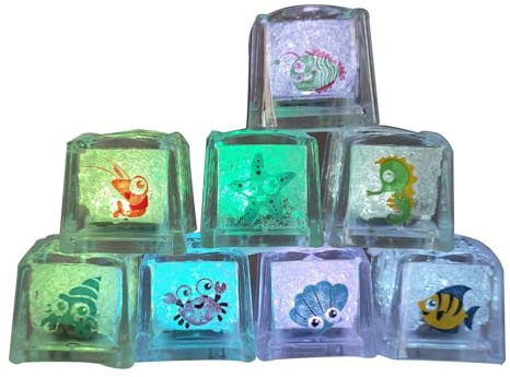 Luminosos, Luminosos para la bañera, Luminosos para el baño Multicolor, Cubitos de Hielo LED, Luminosos para el Agua del baño con Motivo Marino para cumpleaños, va