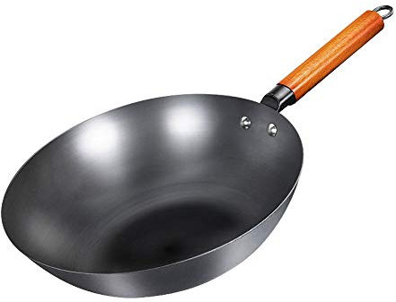 UQACHG Cacerola Tradicional Hecha a Mano de Hierro Wok sartén sin Revestimiento Cocina de Gas y de inducción Utensilios de Cocina ollas de Cocina sartenes Wok
