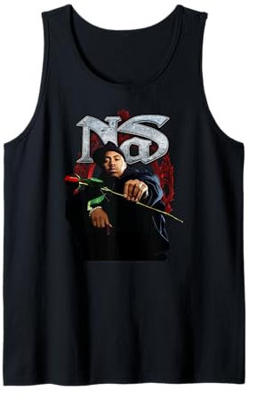 Nas Red Rose Hip Hop Rapper Ritratto Stampa Canotta