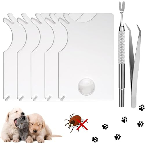 Herramientas para Quitar Garrapatas en Perros - Tarjetas Extracción de Insectos para Mascotas | Tarjetas Portátiles de Precisión con Lupa para Gatitos y Mascotas en Hogares Múltiples