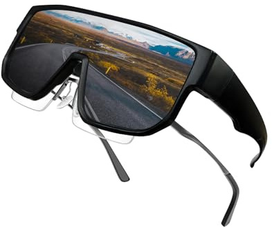 Moman CG Lunettes de Moto- Surlunettes de Conduite, Lunettes de Soleil Protection UV400 Lunettes de Conduite Anti-Poussière Coupe-Vent Ultralégères Pour Cyclisme Pêche Sports Moto Vélo