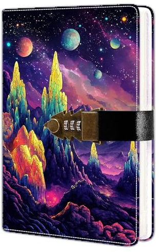 HwxBen Bloc-notes A5 244 pages avec cadenas à code, protège vos notes confidentielles, design moderne et élégant, idéal pour journaling, prise de notes au travail, à l’école ou à la maison.