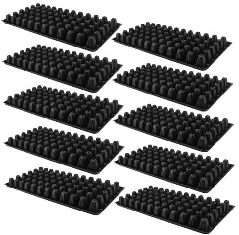 AKOOSY Vassoio di Coltivazione PVC 72 Fori Nero 10 Pezzi per Germinazione Semi Ventilato Resistente Leggera Uso Giardinaggio e Agricoltura