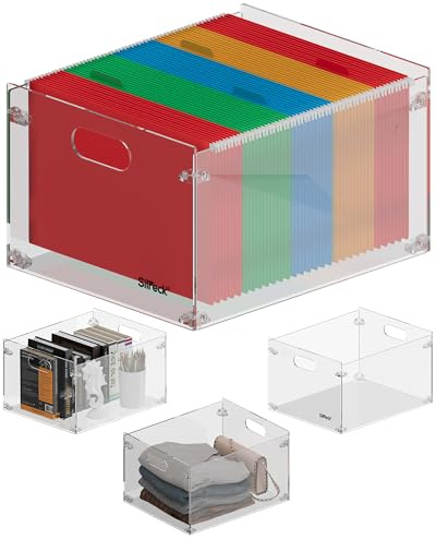 Silreck Acrylic File Organizer - Clear Box for Files, Office Accessories, Desk Top - Multipurpose Use